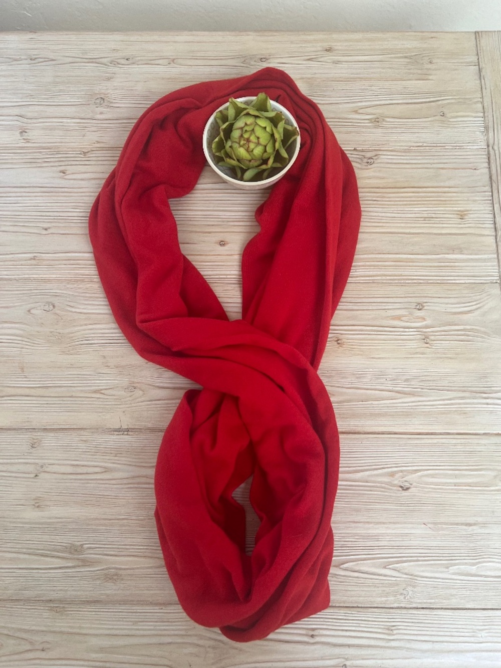 Akris Punto Red Wool Cashmere Infinity Scarf